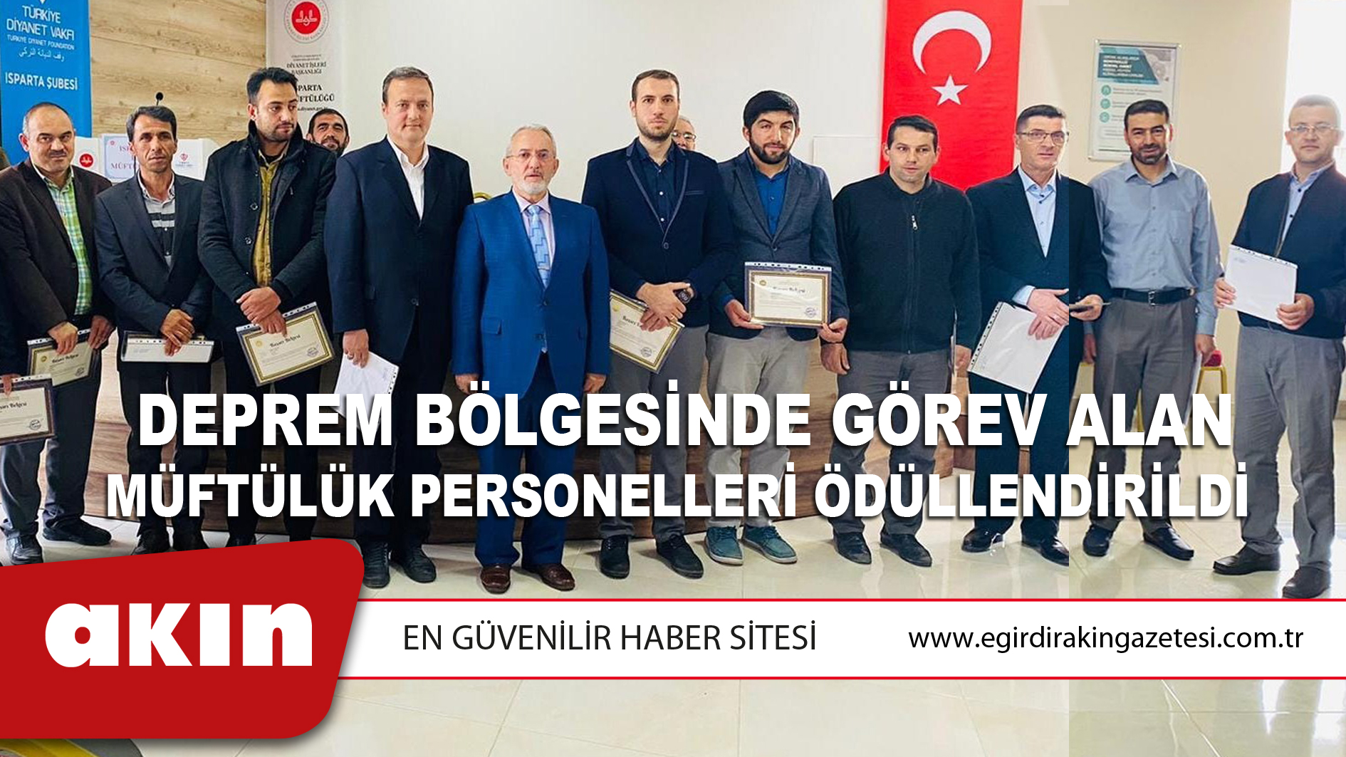 Deprem Bölgesinde Görev Alan Müftülük Personelleri Ödüllendirildi 