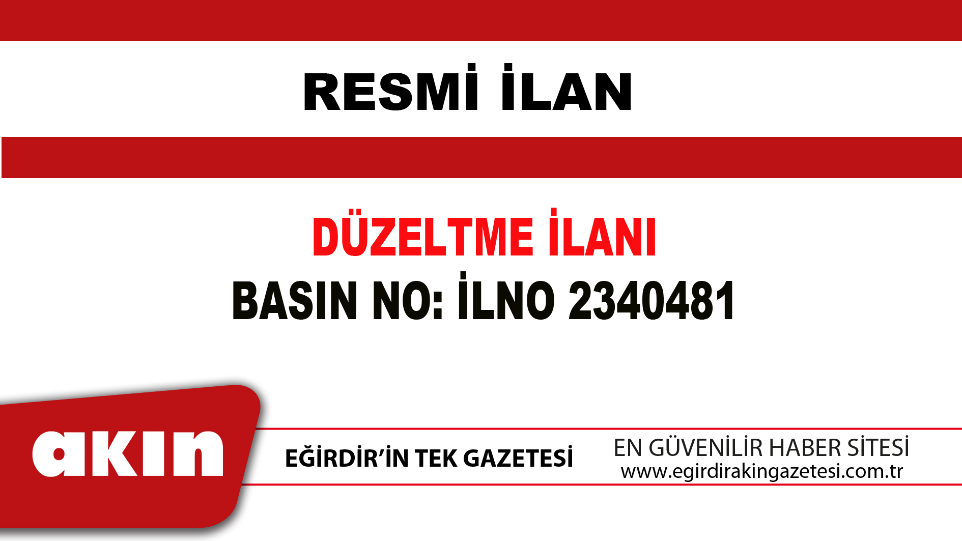DÜZELTME İLANI