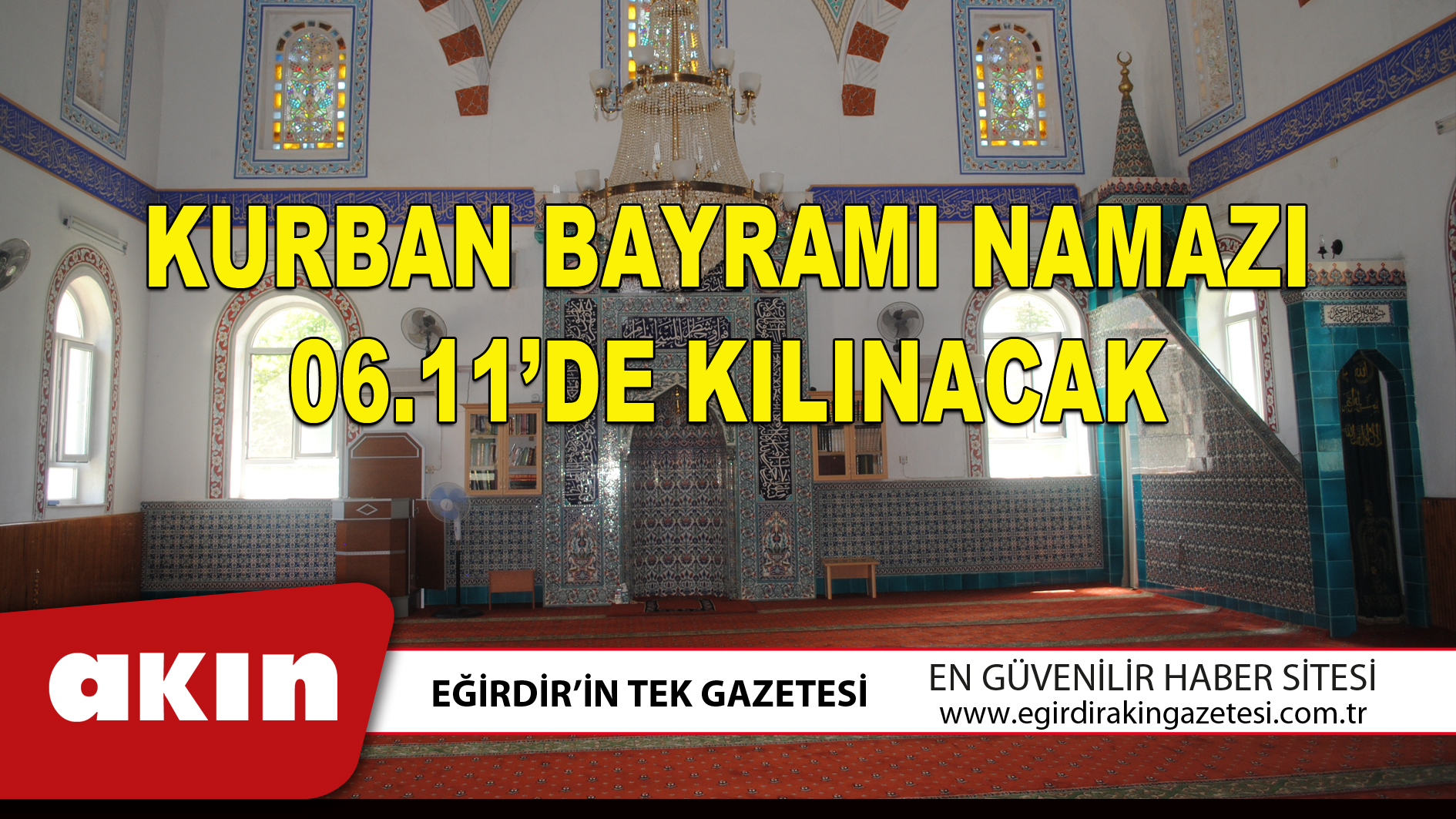 KURBAN BAYRAMI NAMAZI 06.11’DE KILINACAK