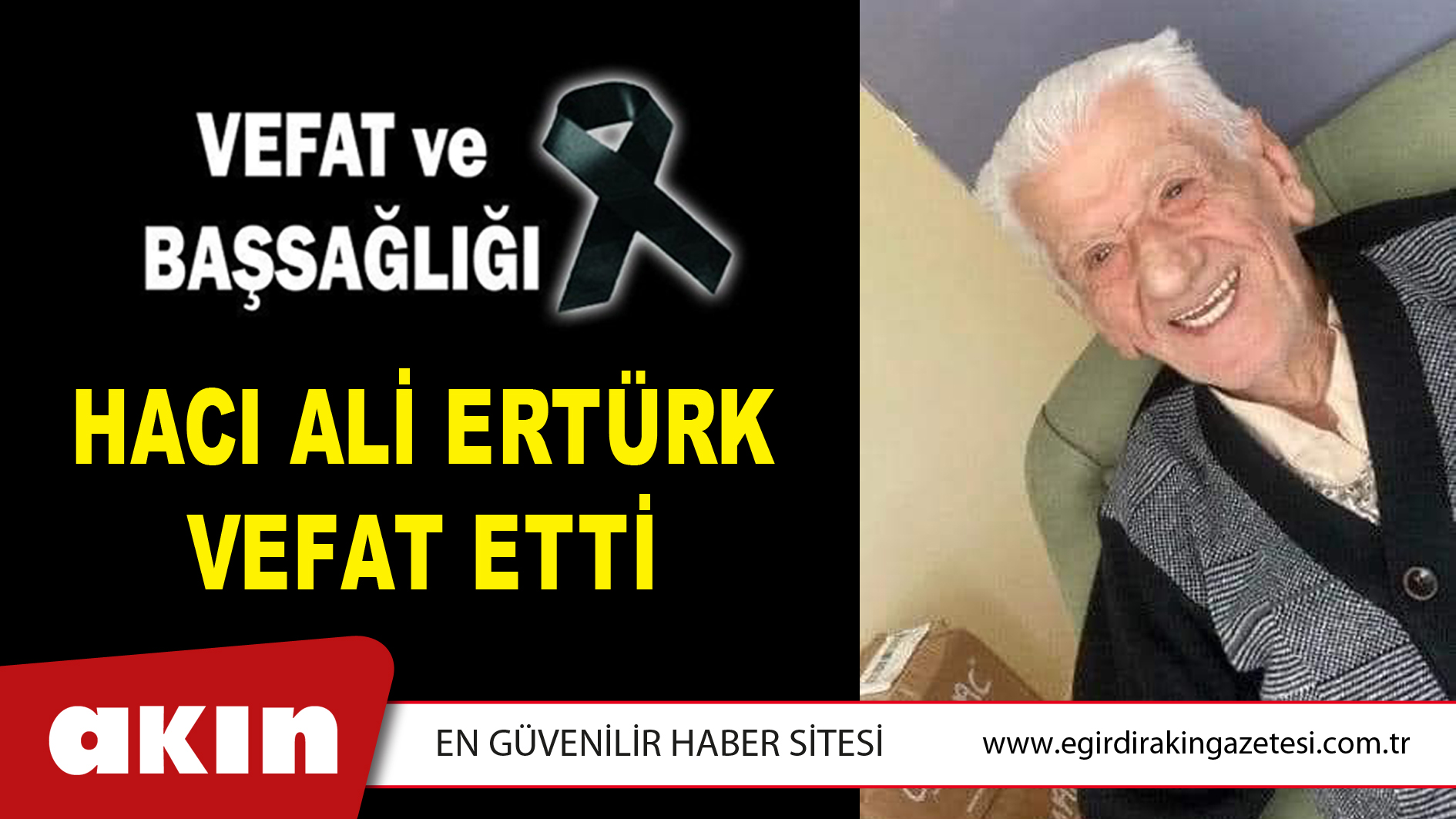 eğirdir haber,akın gazetesi,egirdir haberler,son dakika,HACI ALİ ERTÜRK VEFAT ETTİ