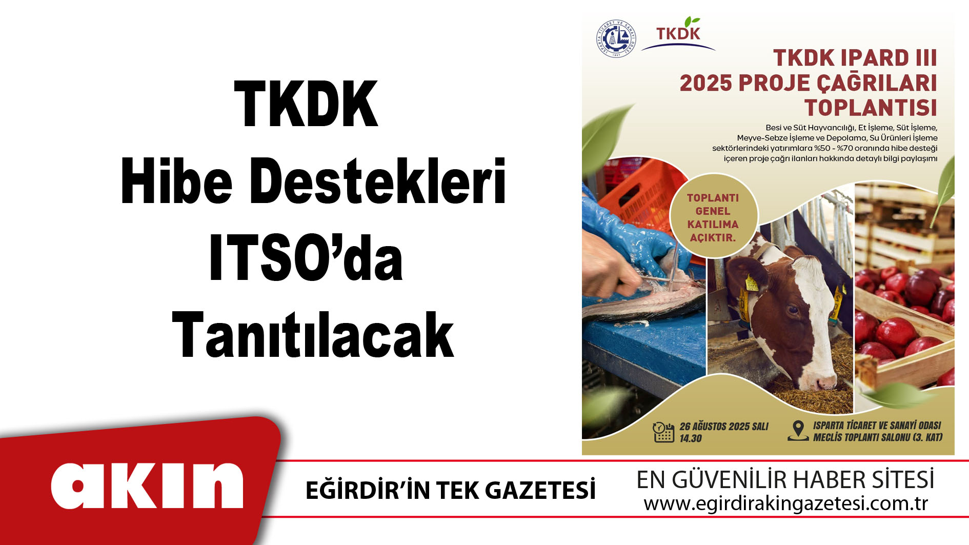 TKDK Hibe Destekleri ITSO’da Tanıtılacak