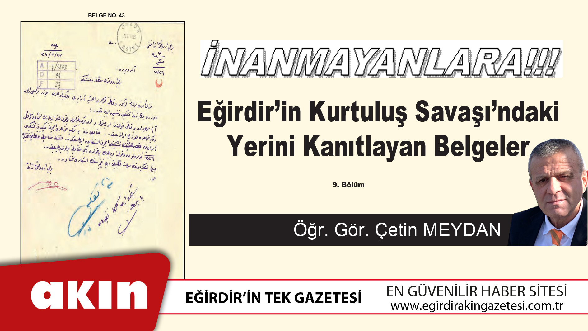 eğirdir haber,akın gazetesi,egirdir haberler,son dakika,Eğirdir’in Kurtuluş Savaşı’ndaki Yerini Kanıtlayan Belgeler