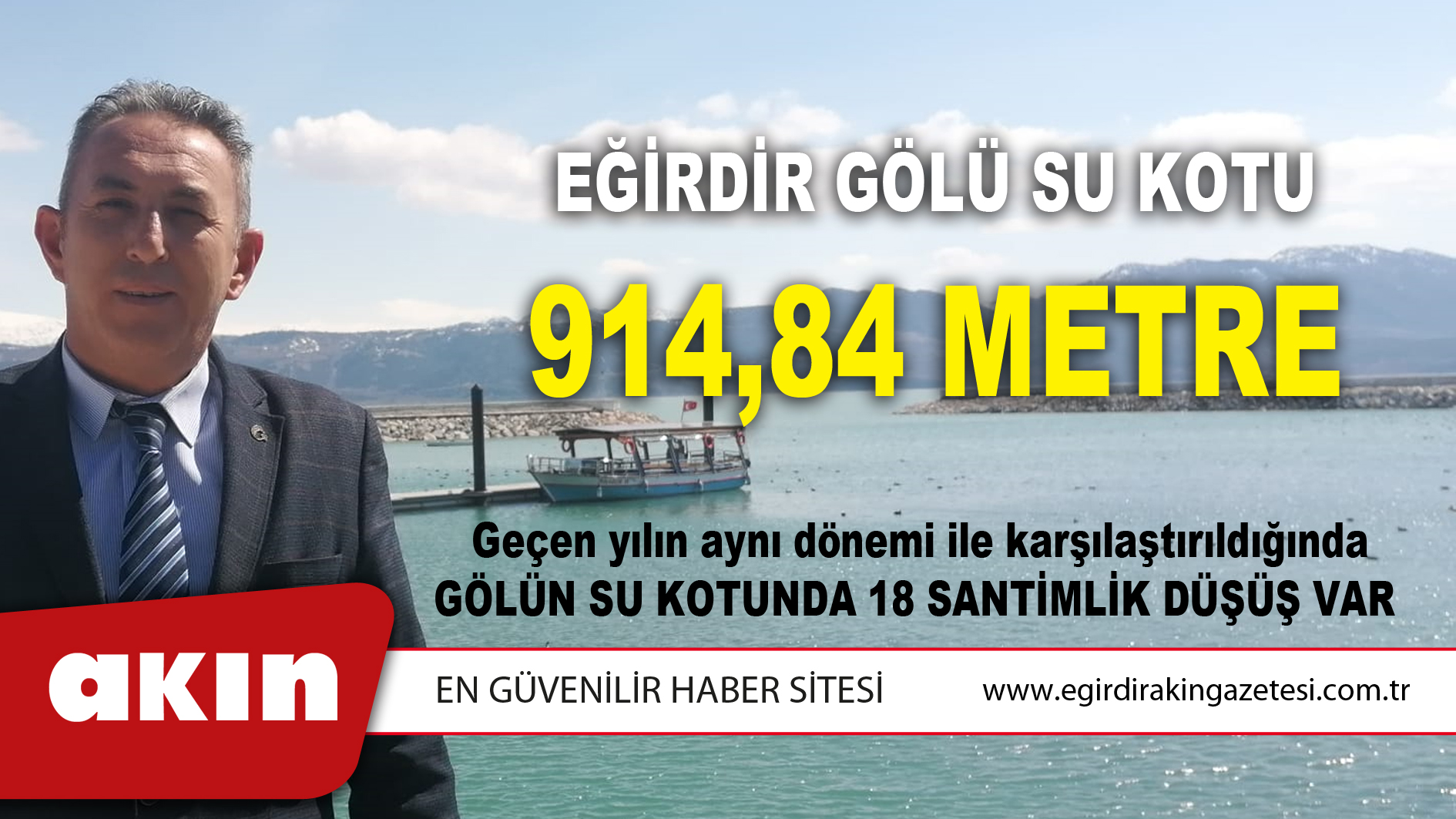 Eğirdir Gölü Su Kotu 914,84 Metre