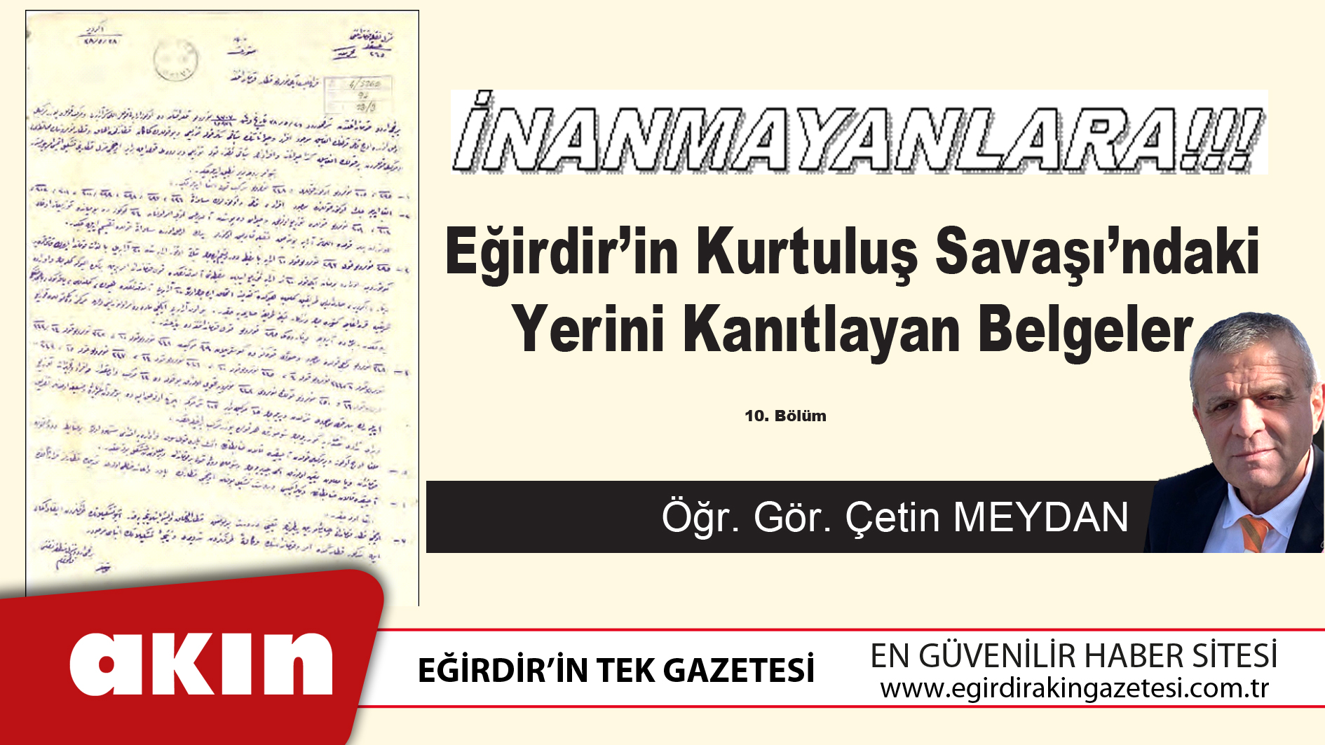 eğirdir haber,akın gazetesi,egirdir haberler,son dakika,Eğirdir’in Kurtuluş Savaşı’ndaki Yerini Kanıtlayan Belgeler