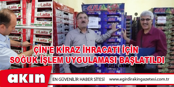 Çin'e Kiraz İhracatı İçin Soğuk İşlem Uygulaması Başlatıldı