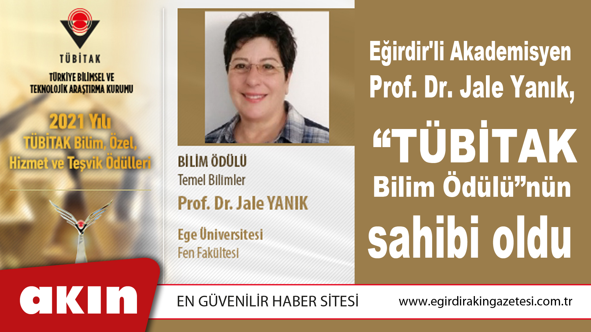 Eğirdir'li Akademisyen Prof. Dr. Yanık,  “TÜBİTAK Bilim Ödülü”nün sahibi oldu