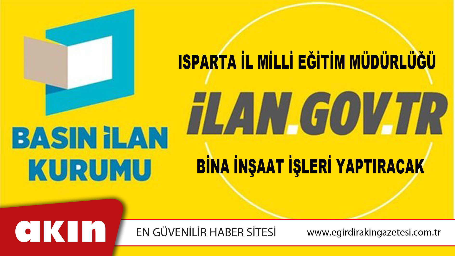 Isparta İl Milli Eğitim Müdürlüğü Bina İnşaat İşleri Yaptıracak