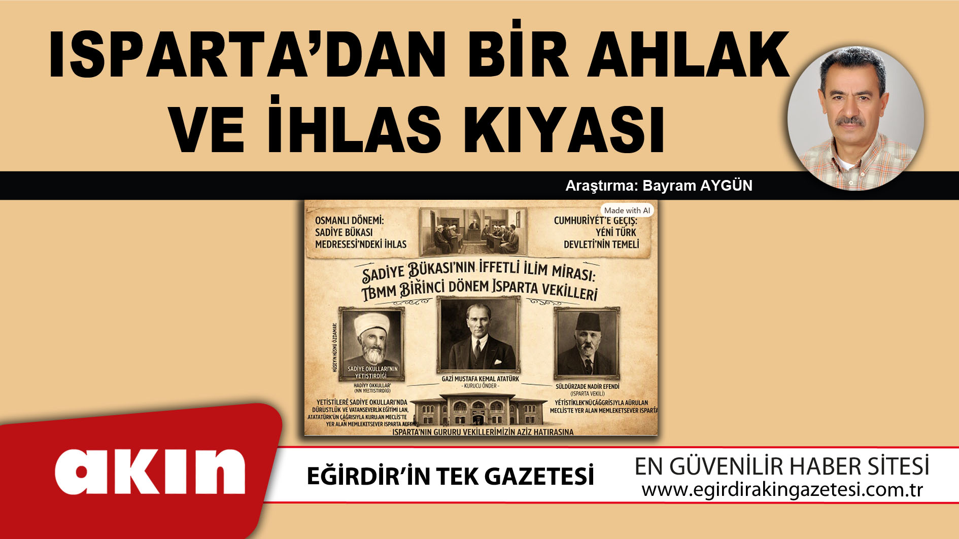 eğirdir haber,akın gazetesi,egirdir haberler,son dakika,Isparta’dan Bir Ahlak Ve İhlas Kıyası