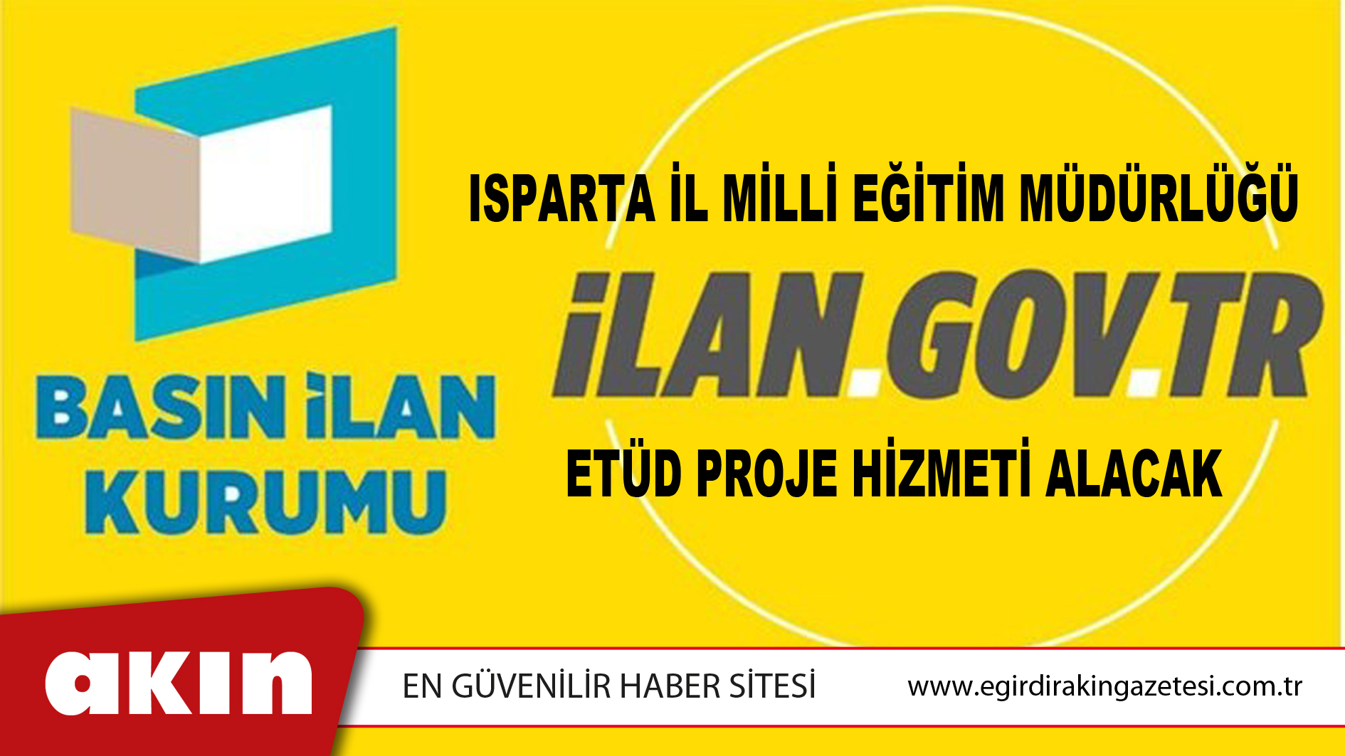 Isparta İl Milli Eğitim Müdürlüğü ETÜD Proje Hizmeti Alacak
