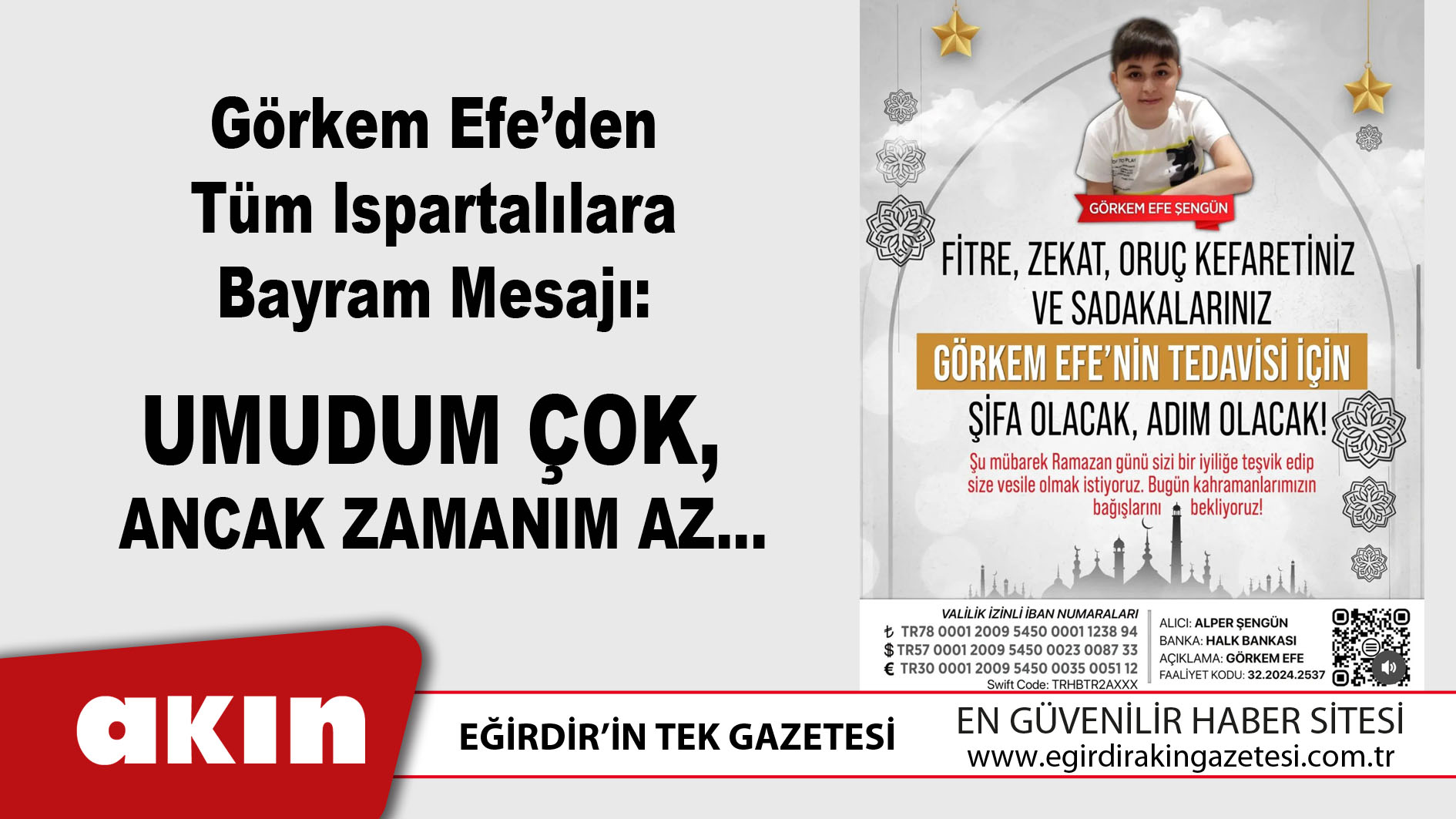 Görkem Efe’den Tüm Ispartalılara Bayram Mesajı