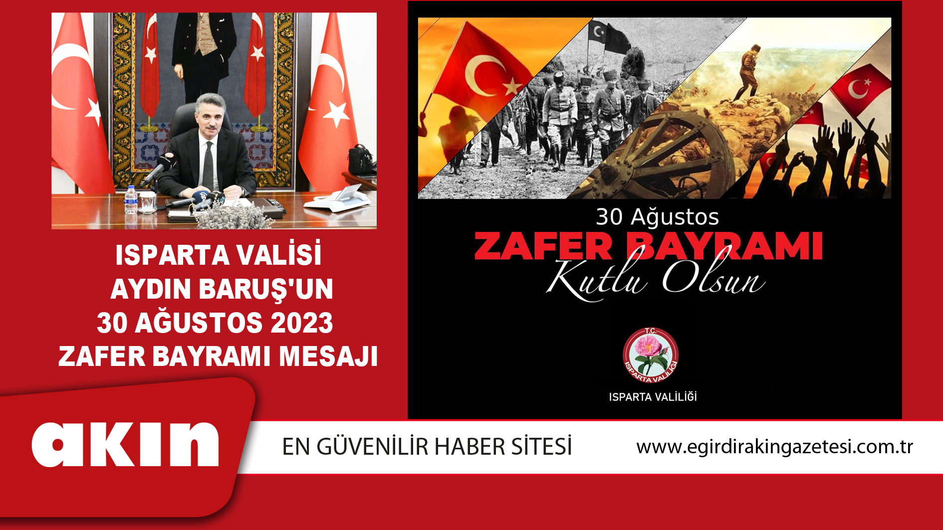 Isparta Valisi Aydın Baruş'un 30 Ağustos Zafer Bayramı Mesajı