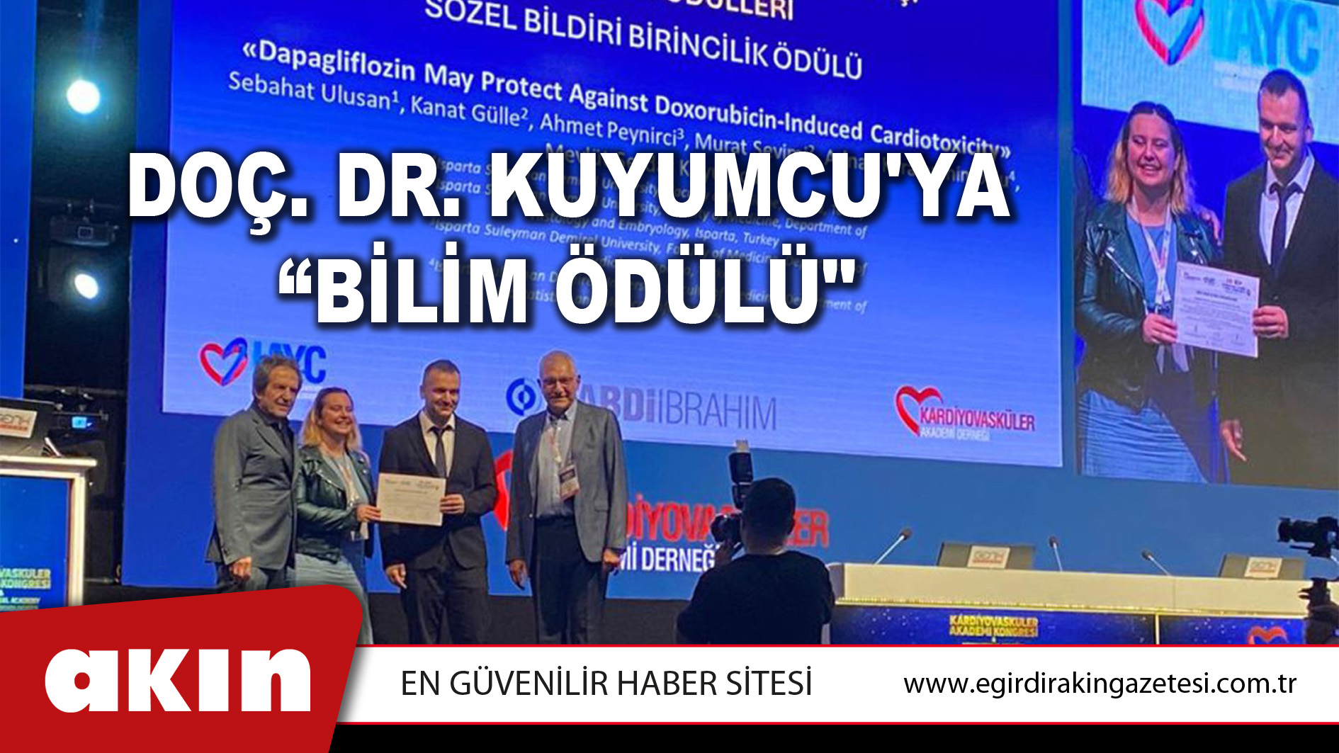 eğirdir haber,akın gazetesi,egirdir haberler,son dakika,DOÇ. DR. KUYUMCU'YA “BİLİM ÖDÜLÜ"