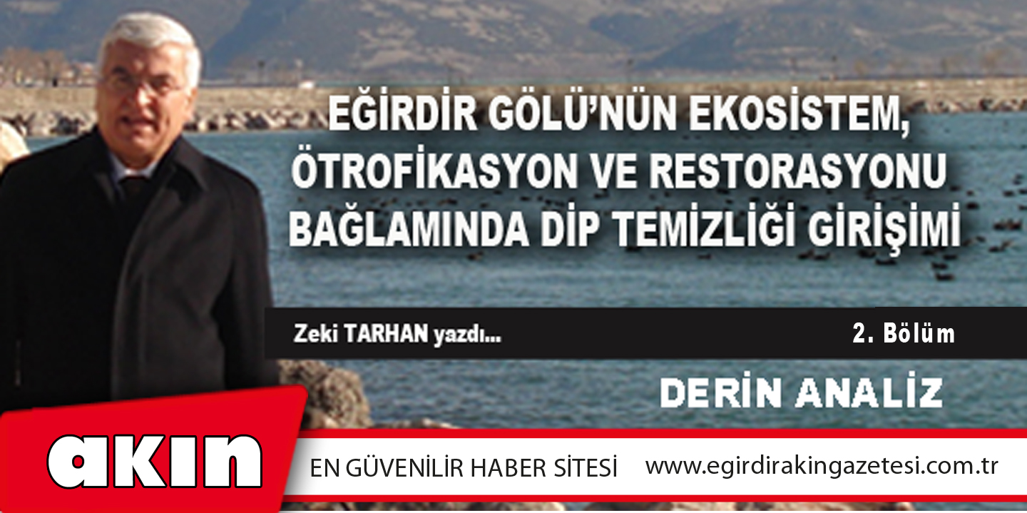 eğirdir haber,akın gazetesi,egirdir haberler,son dakika,Eğirdir Gölü’nün Ekosistem, Ötrofikasyon Ve Restorasyonu Bağlamında Dip Temizliği Girişimi (Bölüm:2)