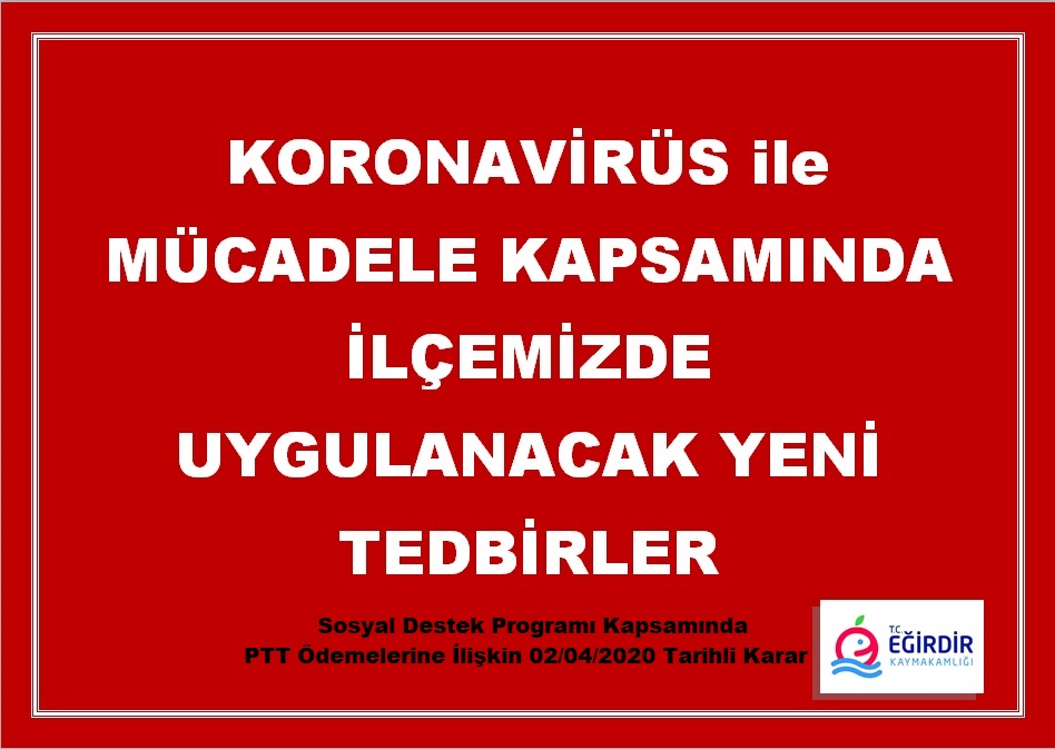 Sosyal Destek Programı Kapsamında Yapılan Yardımlarla İlgili 02.04.2020 Tarihinde Alınan Karar