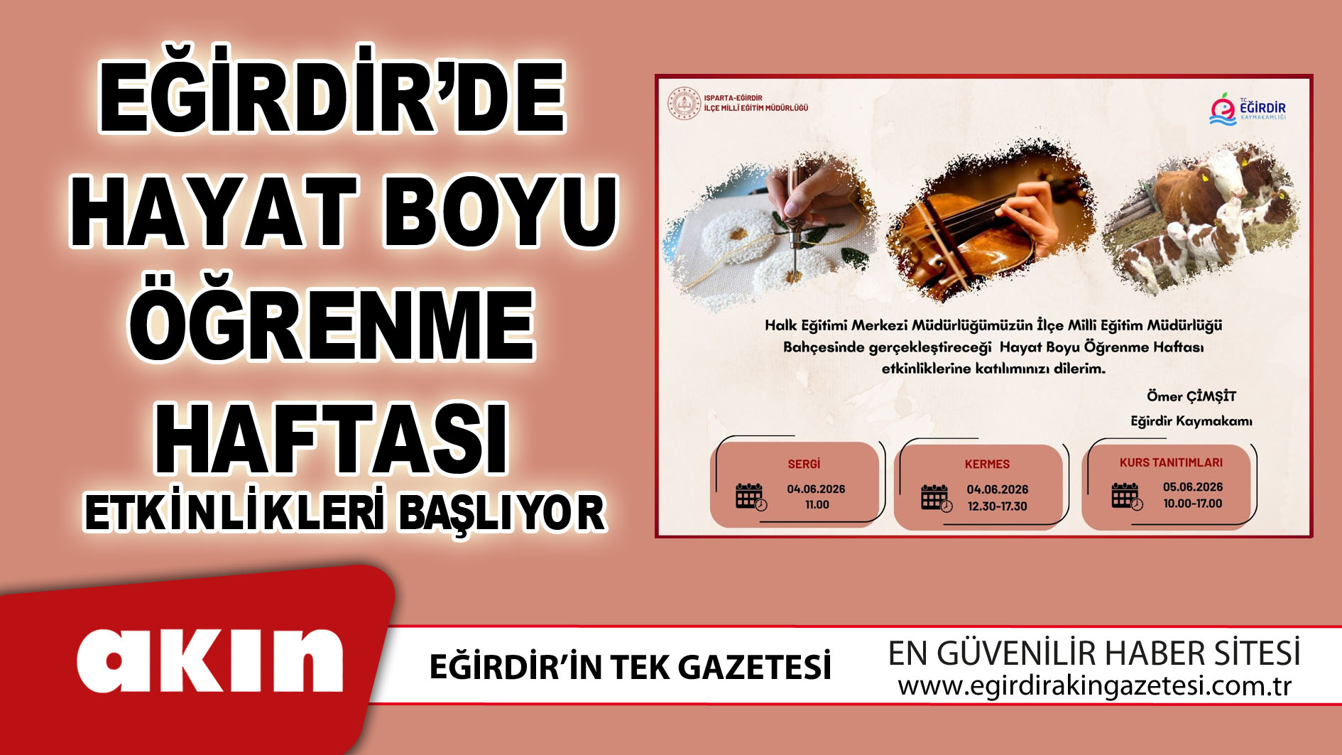 eğirdir haber,akın gazetesi,egirdir haberler,son dakika,Eğirdir’de Hayat Boyu Öğrenme Haftası Etkinlikleri Başlıyor
