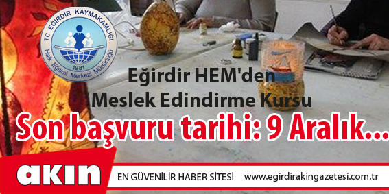 Eğirdir HEM'den Meslek Edindirme Kursu
