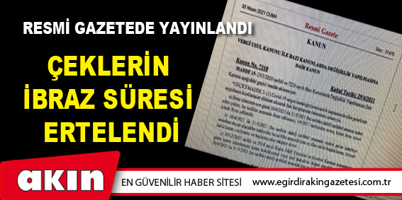 Resmi Gazetede Yayınlandı