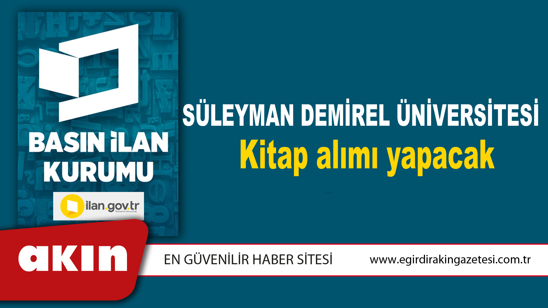 Süleyman Demirel Üniversitesi Kitap alımı yapacak