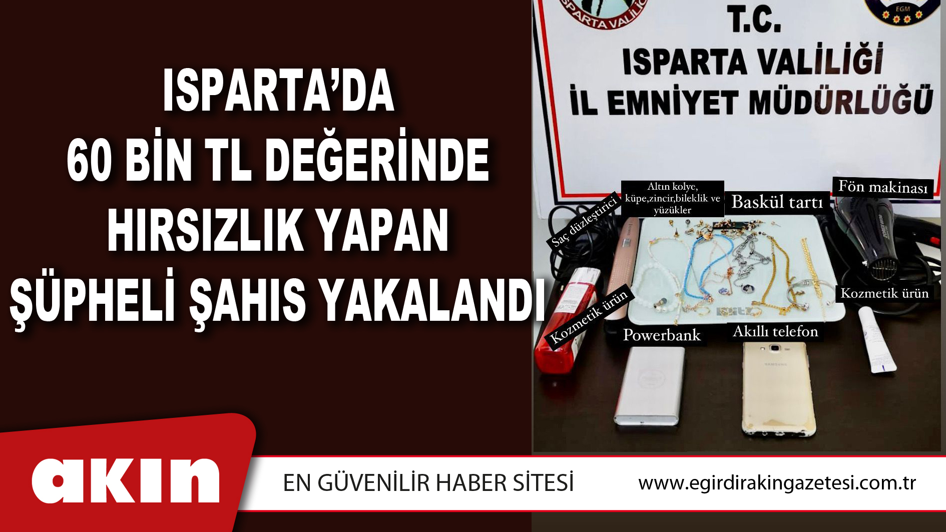 Isparta’da 60 Bin Tl Değerinde Hırsızlık Yapan Şüpheli Şahıs Yakalandı