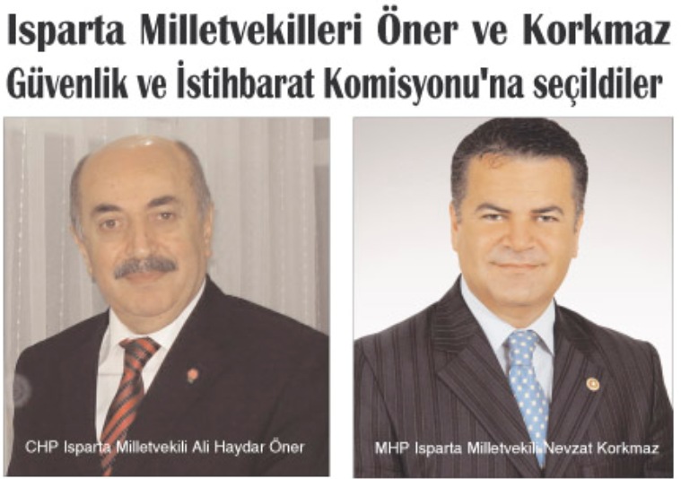 Isparta Milletvekilleri Öner ve Korkmaz Güvenlik ve İstihbarat Komisyonu'na seçildiler