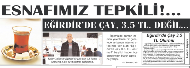 ESNAFIMIZ TEPKİLİ!... EĞİRDİR'DE ÇAY, 3.5 TL. DEĞİL...