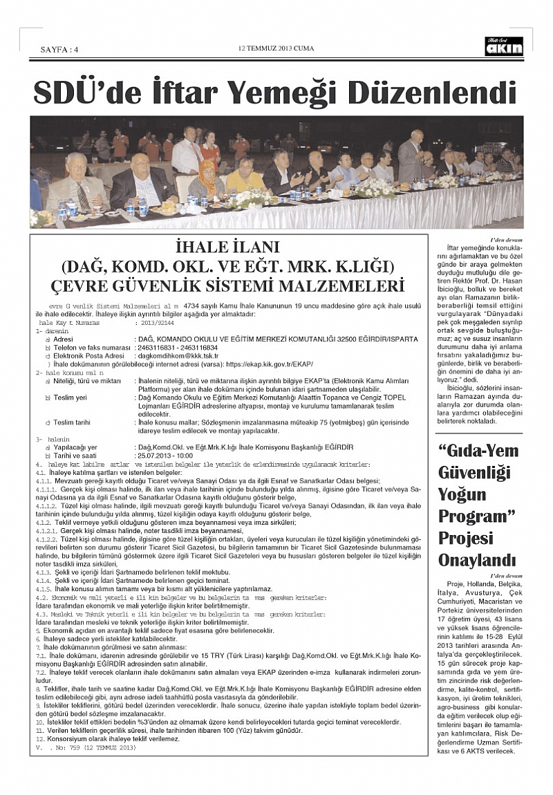 İHALE İLANI