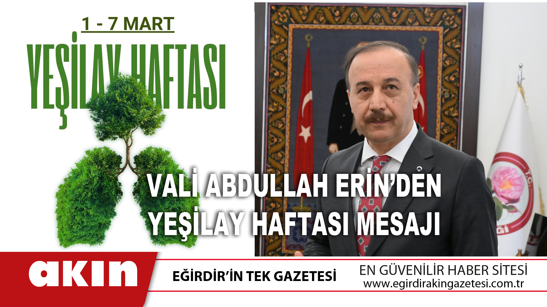 Vali Abdullah Erin’den Yeşilay Haftası Mesajı