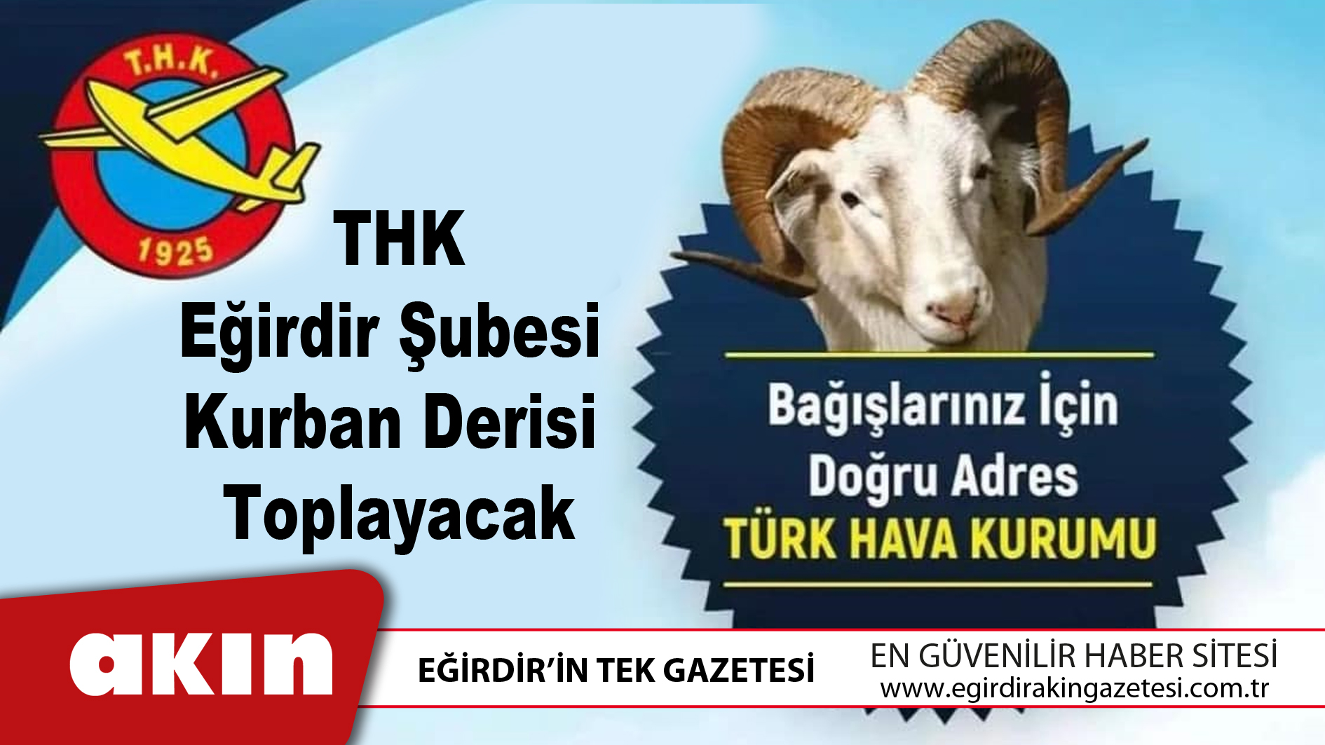 THK Eğirdir Şubesi Kurban Derisi Toplayacak