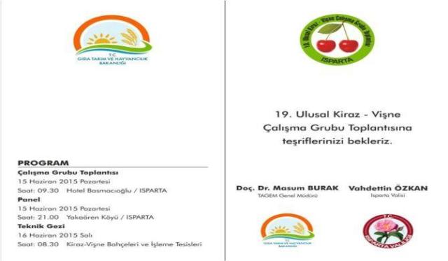 Ulusal Kiraz - Vişne Çalışma Grubu Toplantısı Isparta'da Yapılacak