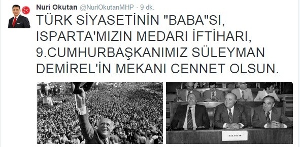 OKUTAN, TÜRK MİLLETİNE BAŞSAĞLIĞI DİLEDİ
