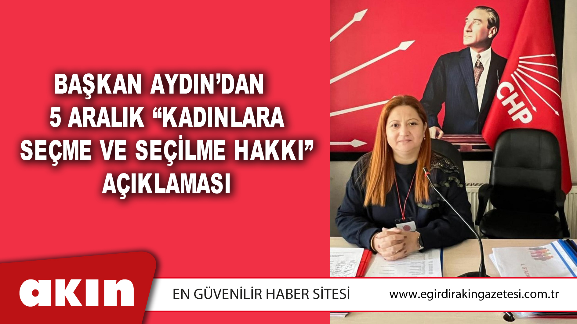 Başkan Aydın’dan  5 Aralık Kadınlara Seçme Ve Seçilme Hakkı Açıklaması
