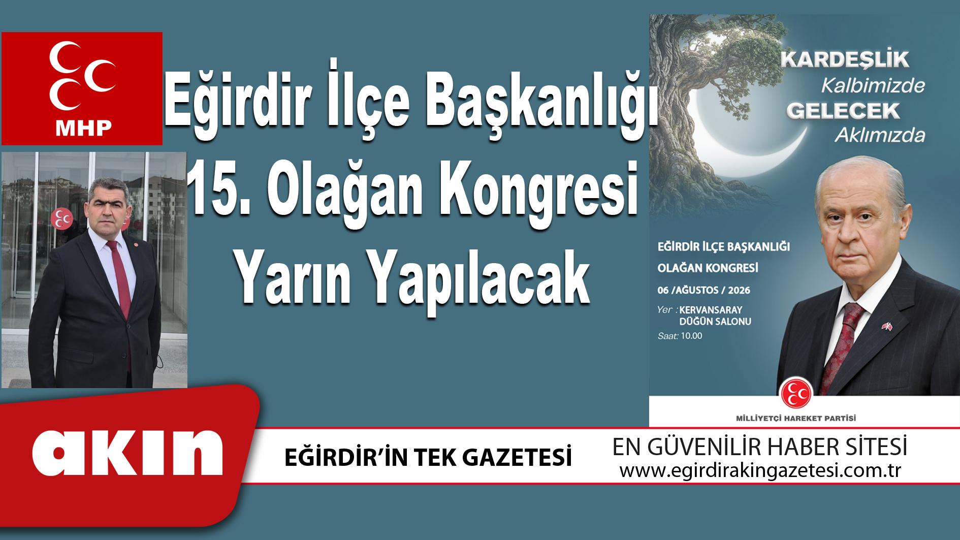 MHP Eğirdir İlçe Başkanlığı 15. Olağan Kongresi Yarın Yapılacak