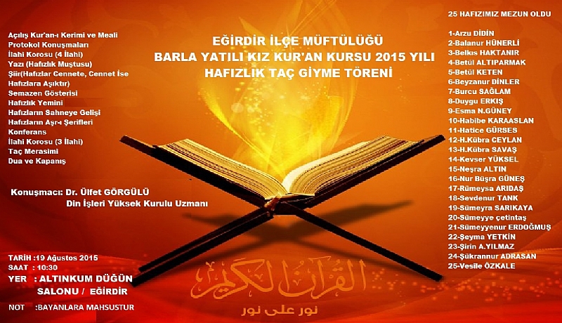 Bayan Hafızlar Taç Giyecek