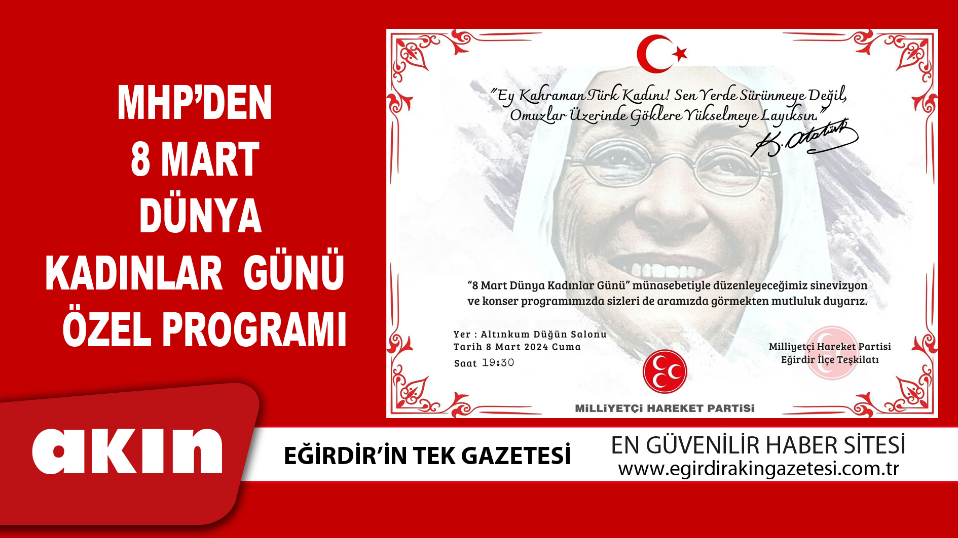 MHP’den  8 Mart  Dünya Kadınlar  Günü  Özel Programı