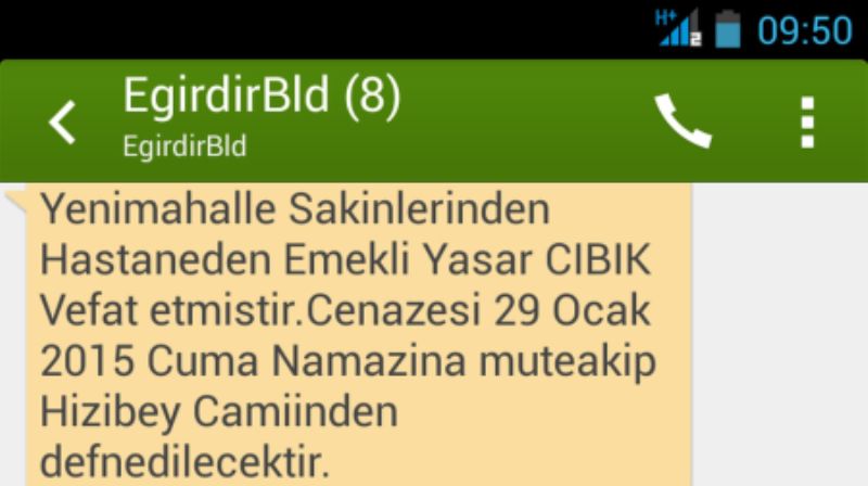 Eğirdir'de sms belediyeciliği başladı