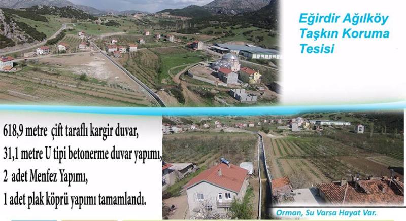 Eğirdir Ağılköy Köyü Taşkın Koruma İnşaatı tamamlandı