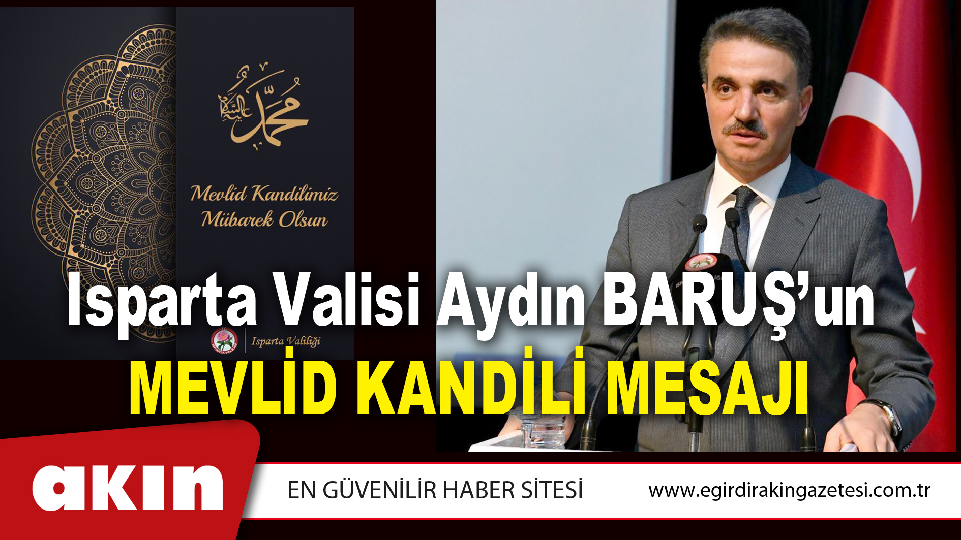 Isparta Valisi Aydın BARUŞ’un Mevlid Kandili Mesajı