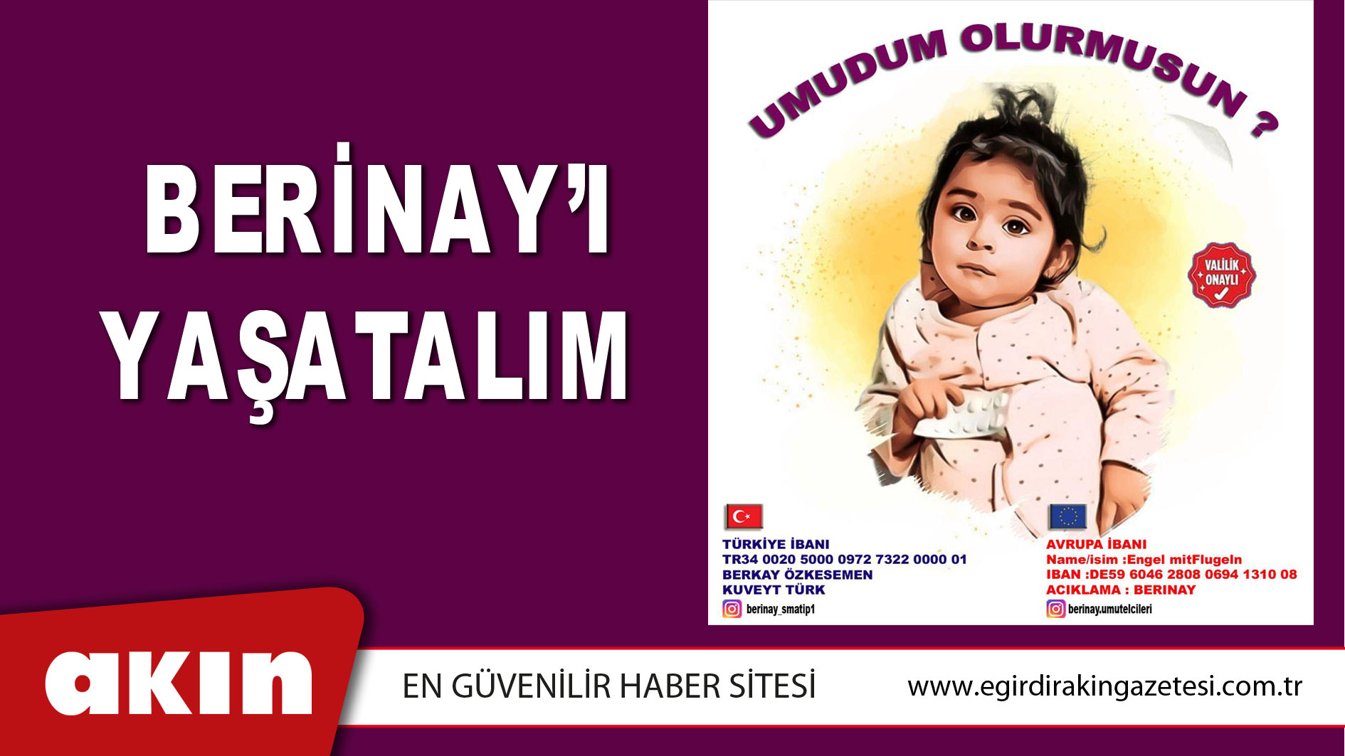 BERİNAY’I YAŞATALIM