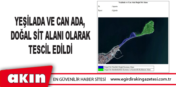 Yeşilada Ve Can Ada, Doğal Sit Alanı Olarak Tescil Edildi