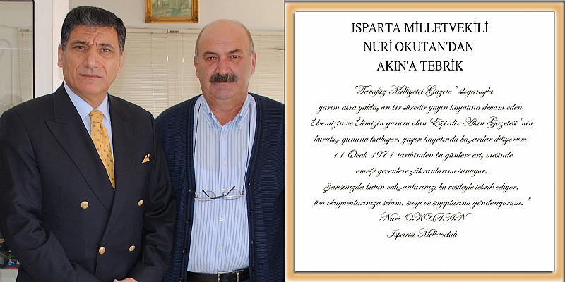 MİLLETVEKİLİ OKUTAN'DAN AKIN'A TEBRİK