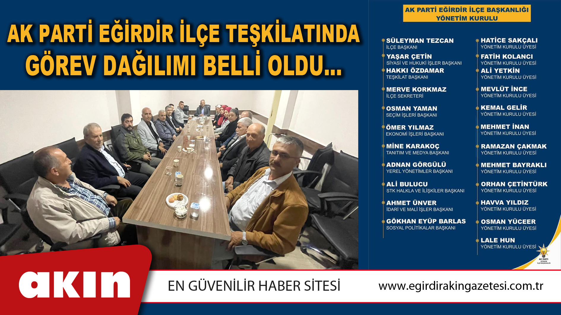 AK PARTİ EĞİRDİR İLÇE TEŞKİLATINDA GÖREV DAĞILIMI BELLİ OLDU…