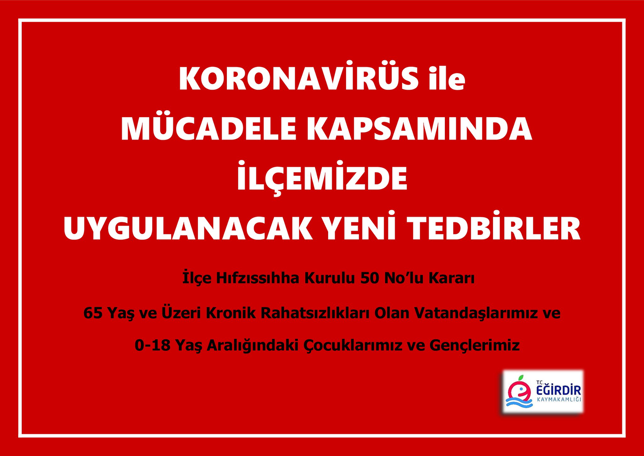 İlçe Hıfzıssıhha Kurulu 50 No'lu Kararı
