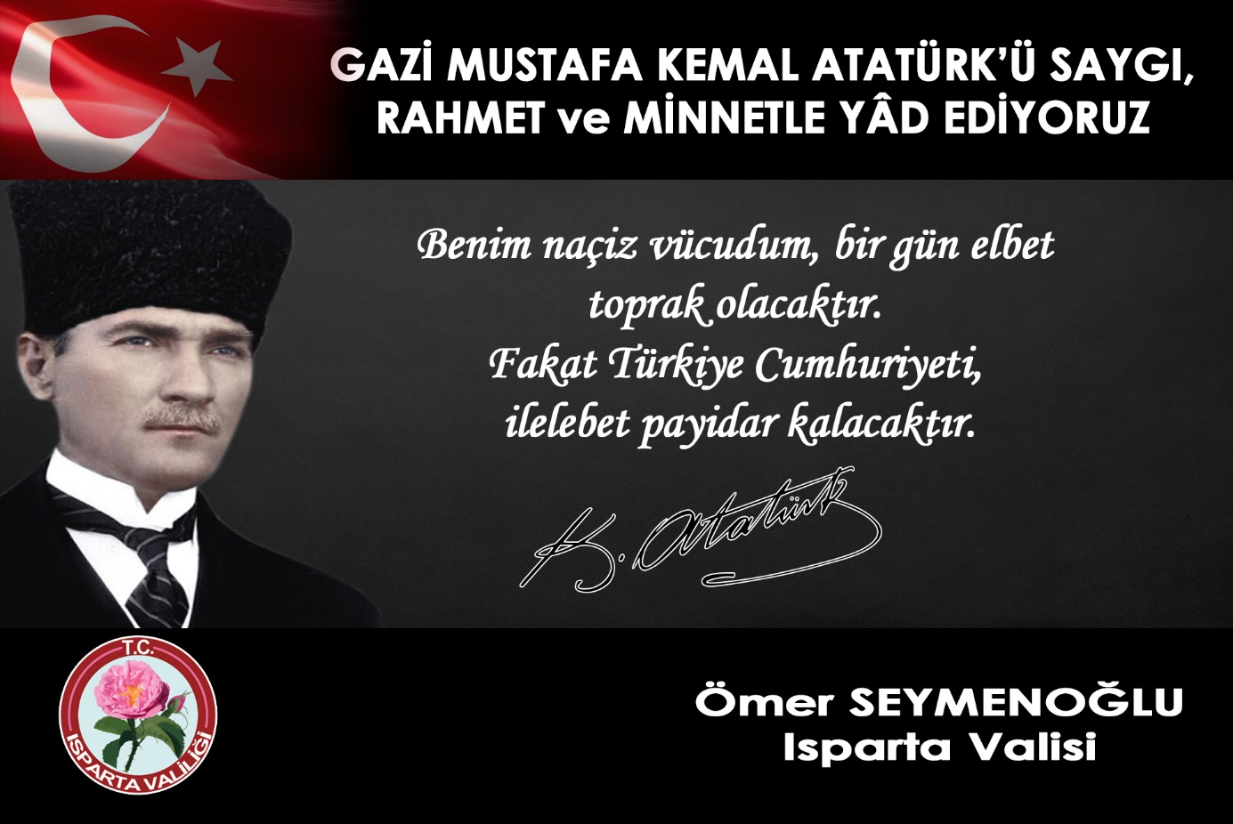 eğirdir haber,akın gazetesi,egirdir haberler,son dakika,VALİ ÖMER SEYMENOĞLU’NUN 10 KASIM ATATÜRK’Ü ANMA MESAJI