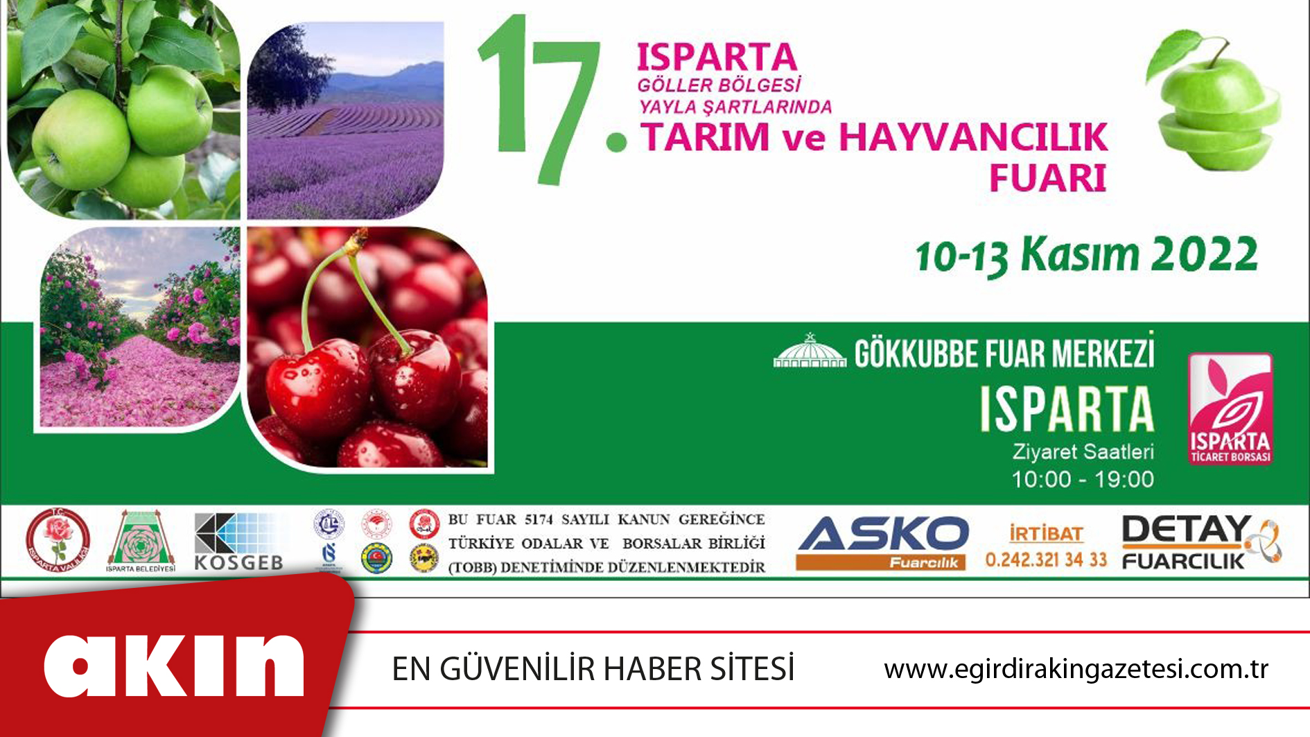 Göller Bölgesi Tarım Ve Hayvancılık Fuarı 10-13 Kasım'da 