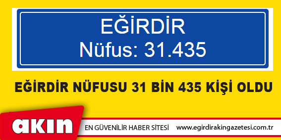 Eğirdir Nüfusu 31 Bin 435 Kişi Oldu