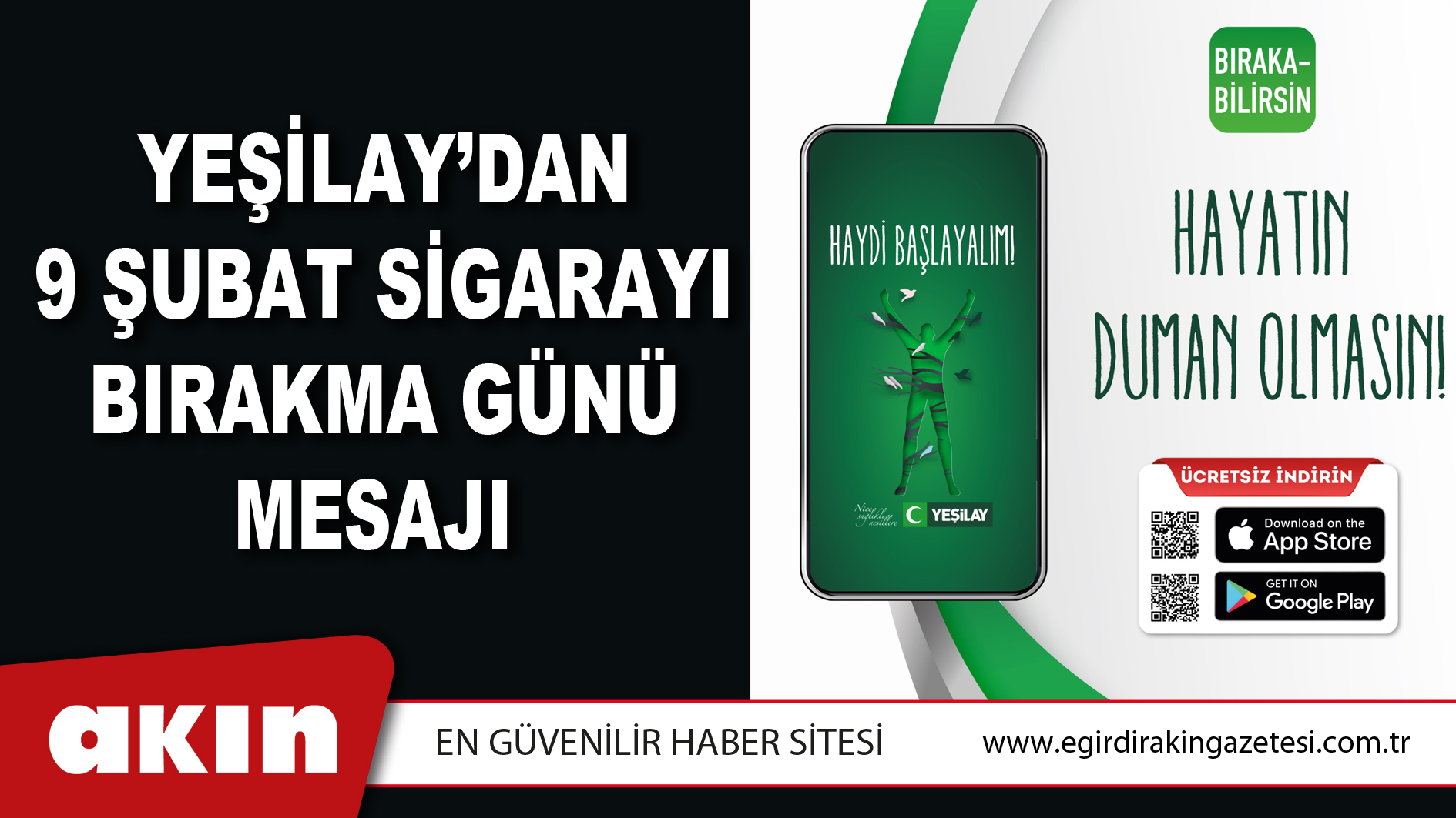 eğirdir haber,akın gazetesi,egirdir haberler,son dakika,Yeşilay’dan 9 Şubat Sigarayı Bırakma Günü Mesajı