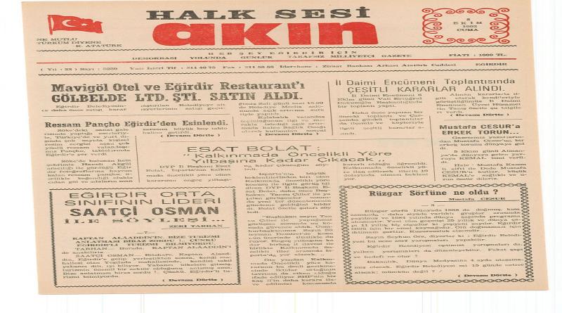eğirdir,egirdir haber,akın gazetesi