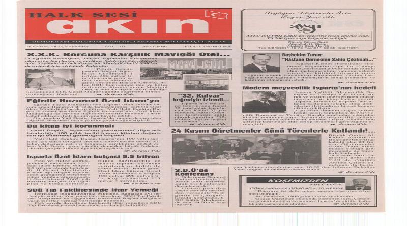 eğirdir,egirdir haber,akın gazetesi