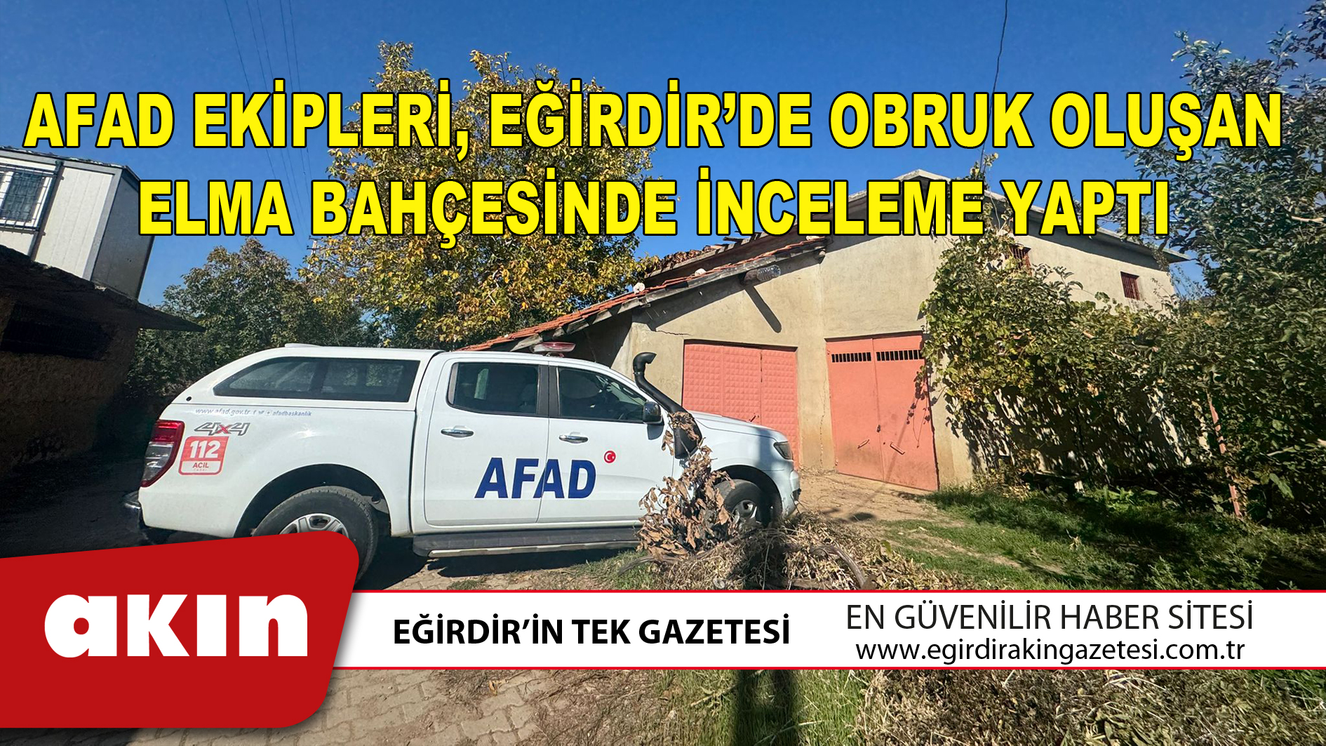 AFAD EKİPLERİ EĞİRDİR’DE OBRUK OLUŞAN ELMA BAHÇESİNDE İNCELEME YAPTI